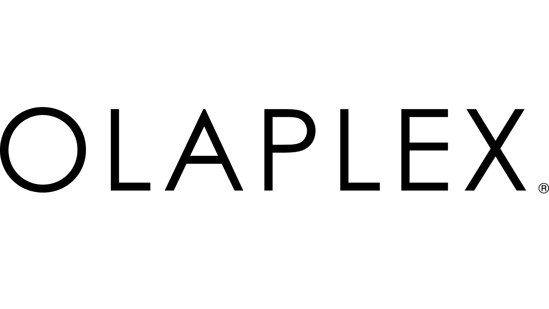 Olaplex logo in bold black font on a white background.